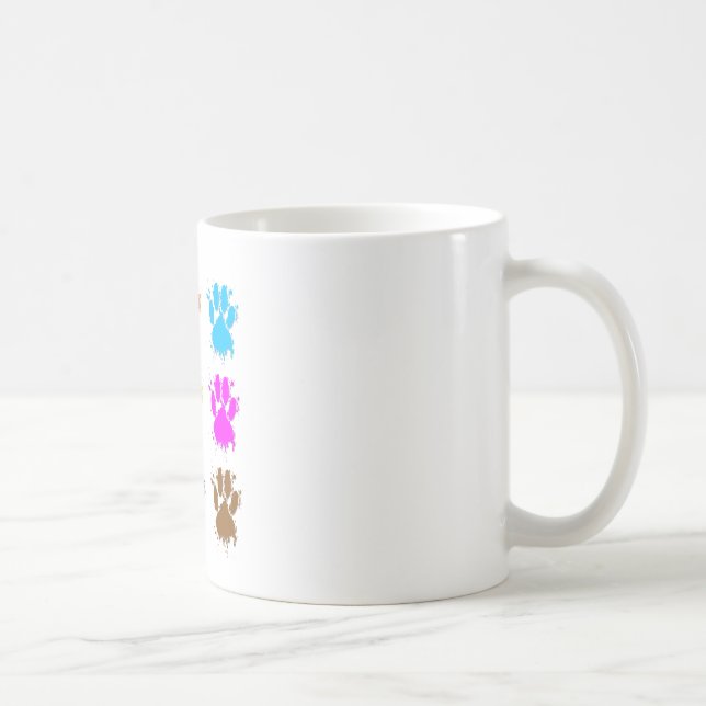 Ink Splatter Dog Paw Pattern Coffee Mug (Right)