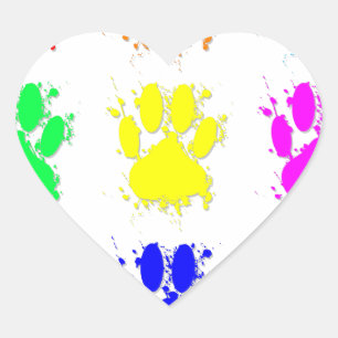 Ink Splatter Dog Paw Pattern Heart Sticker