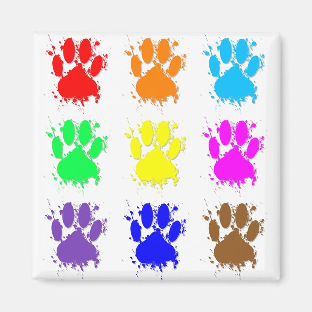 Ink Splatter Dog Paw Pattern Magnet (Front)
