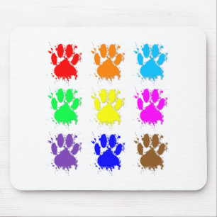Ink Splatter Dog Paw Pattern Mouse Mat