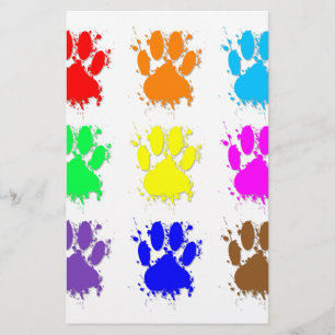 Ink Splatter Dog Paw Pattern Stationery