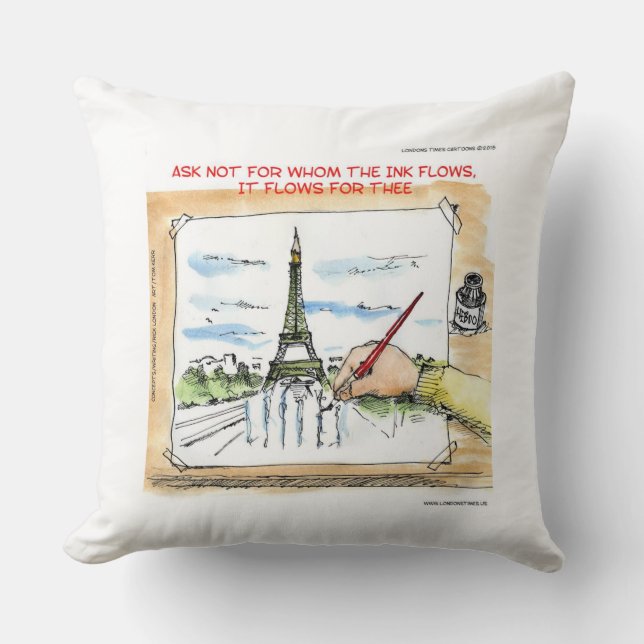 Ink Still Flows In Paris France Cotton ThrowPillow (Front)