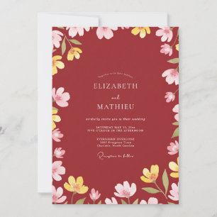 Ink Terracotta Wildflower Wedding Invitation