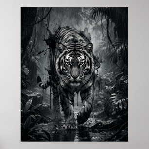 Ink Tiger Jungle Storm Poster