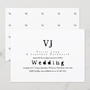 Ink Typewriter Wedding Invitations Black White