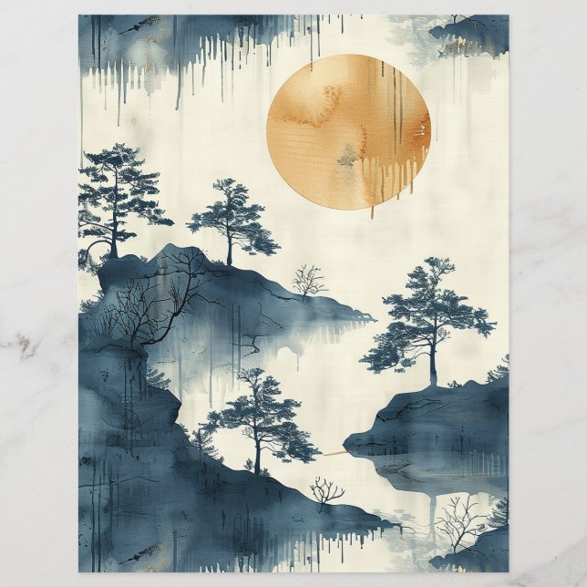 Ink Wash Art Scrapbooking Paper (Front)