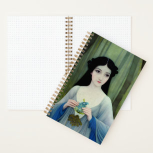 Ink Wash Illustration of Beautiful Woman in Woods  Notebook