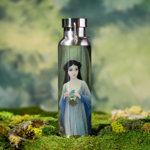 Ink Wash Illustration of Beautiful Woman in Woods Water Bottle