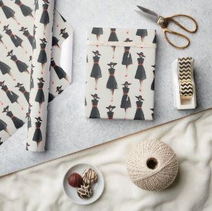 Ink Wash Little Black Dress Fashion Pattern Wrapping Paper