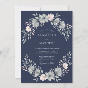 Ink Watercolor Petal Wedding Invitation