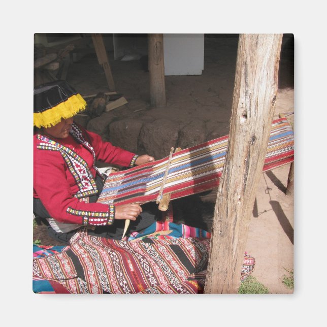 Ïnka Woman at Backstrap Loom Magnet (Front)