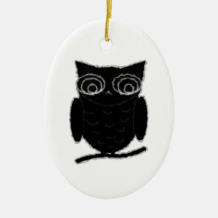 Inkblot Owl Ceramic Tree Decoration