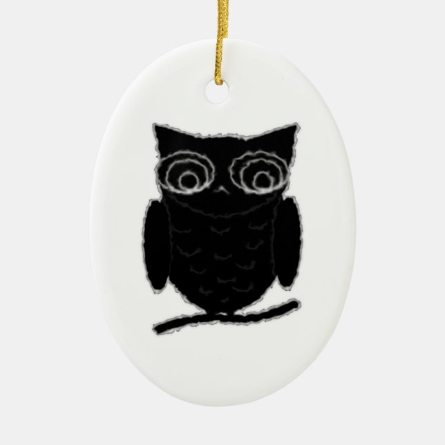 Inkblot Owl Ceramic Tree Decoration (Front)