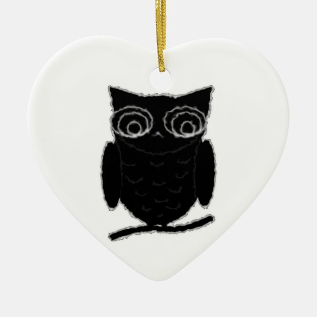 Inkblot Owl Ceramic Tree Decoration (Front)