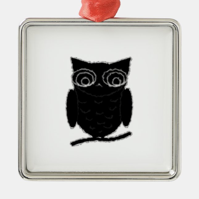 Inkblot Owl Metal Tree Decoration (Front)