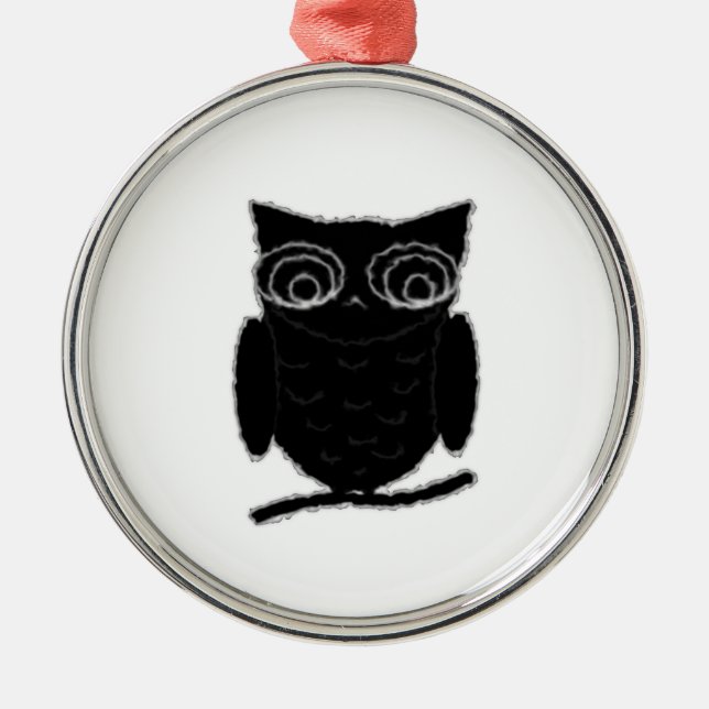 Inkblot Owl Metal Tree Decoration (Front)