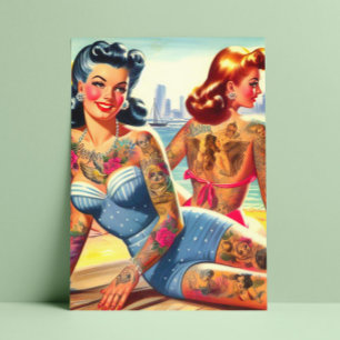 Inked Beach Girls Postcard
