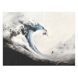 Inked Blue Ocean Wave Tablecloth