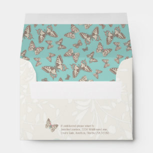 Inked butterflies cream wedding occasion envelope