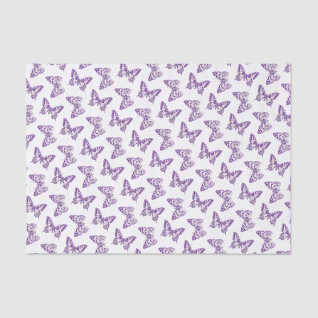 Inked butterfly art purple white tissue paper (Front)