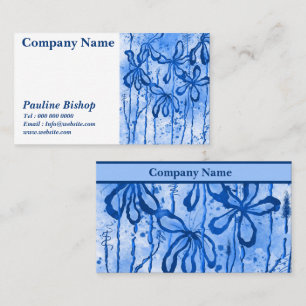 Inked Flowers Blue Business Card