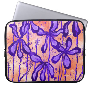 Inked Flowers Orange & Violet Laptop Sleeve