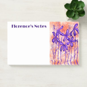 Inked Flowers Purple & Orange Post-it Notes