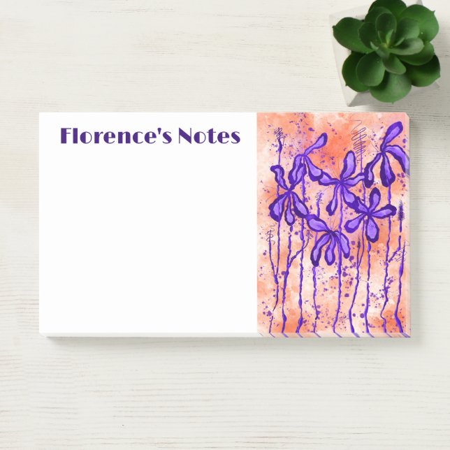 Inked Flowers Purple & Orange  Post-it Notes (Office)