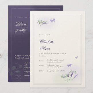 Inked Lavender & Butterfly Baby Shower Invitation