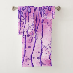 Inked Lilies Pink Sky Bath Towel Set