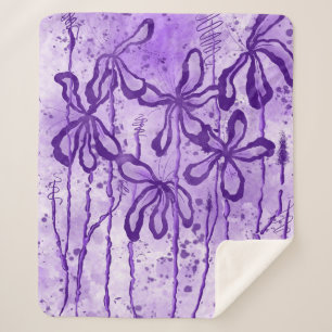 Inked Lilies Violet Sky Sherpa Blanket