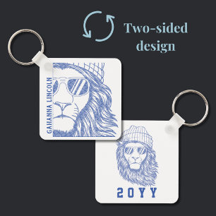 Inked Lion Mascot School Graduation Year Key Ring