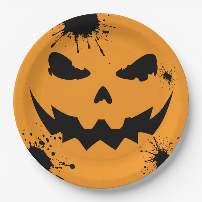 Inked Pumpkin Paper Plate (Front)