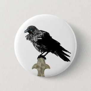 Inked Raven 6 Cm Round Badge