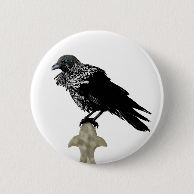 Inked Raven 6 Cm Round Badge (Front)