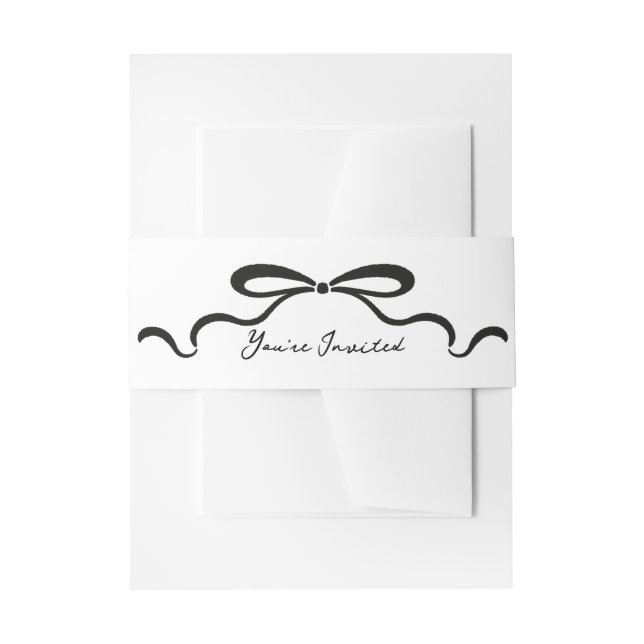Inked Ribbons and Bow Invitation Belly Band (Front Example)
