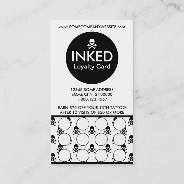 INKED skulls stamp card (Front)