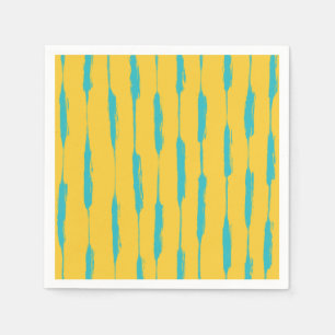 Inked Stripes Yellow and Turquoise Napkin