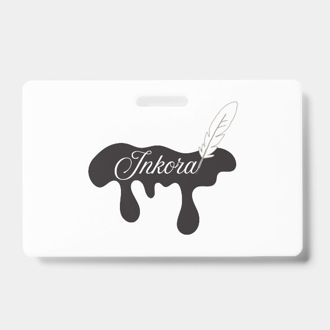 Inkora Creative Logo - Ink Drip and Quill ID Badge (Front)