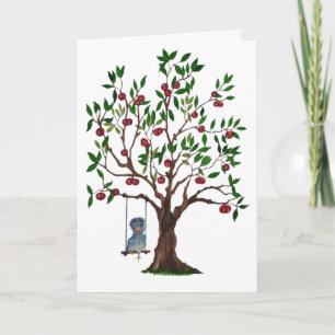 Inkspot the chicken on a swing birthday card