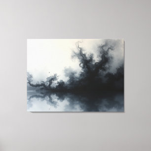 Inkstorm – Monochrome Abstract Fluid Art 40"x32" Canvas Print