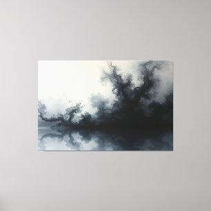 Inkstorm – Monochrome Abstract Fluid Art 60"x40" Canvas Print