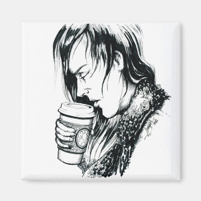 Inktober 2018 Day 1- A Cup of Coffee Magnet (Front)