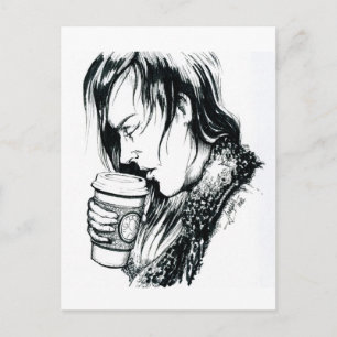 Inktober 2018 Day 1- A Cup of Coffee Postcard