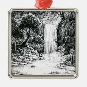 Inktober 2018 Day 21 - Waterfall in the Woods Metal Tree Decoration
