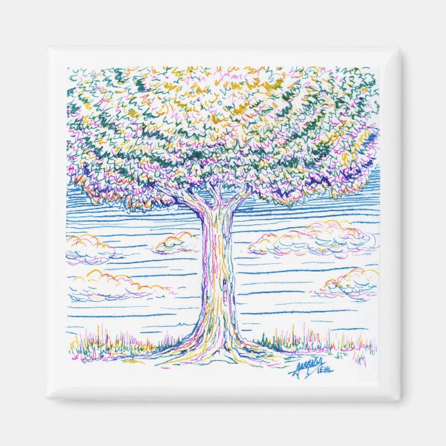 Inktober 2018 Day 2 - Colour Tree Magnet (Front)