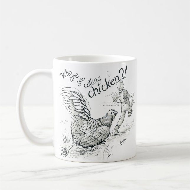 Inktober 2018 Day 5 - Chicken Chase Coffee Mug (Left)