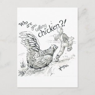 Inktober 2018 Day 5 - Chicken Chase Postcard