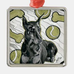 Inktober 2018 Day 6 - Pretty Doberman Dreams Metal Tree Decoration