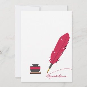 Inkwell and Feather Pen Stationery Notecard